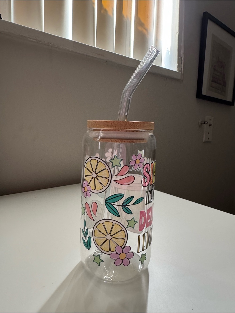 Sippin' Ice Cold Delulu Lemonade Glass Jar with Straw - Picture 4 of 4